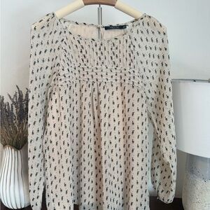 Doe & Rae Cream and Black shirt, reindeer and hearts pattern